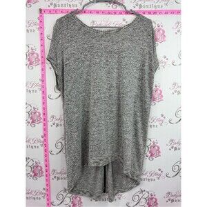 Matty M tshirt zipper Gray Knit Short Sleeve High-Low Top